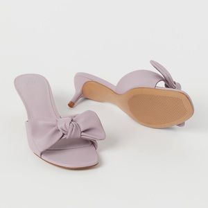 H&M hm slip on purple bow heels sandals mules covered heels